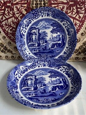 Spode blue Italian set of 2 pasta bowls 8.75”